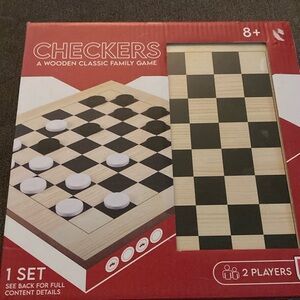 Classic Wooden Checkers Game Set - Red, Black, and White